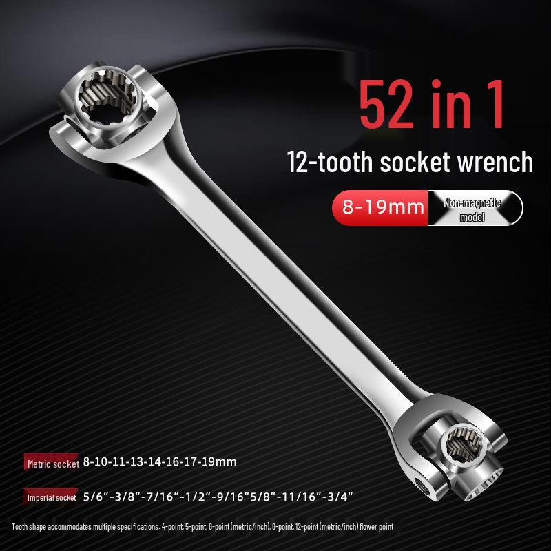 Niemiecki 52-w-1 Wielofunkcyjny Zestaw Kluczy Nasadowych i Uniwersalny Klucz z Obrotową Głowicą 8-w-1