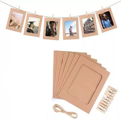 Runtowo 10pcs Cadre Photo en Papier avec Pinces, Cadres Photo DIY à Suspendre, Mariage Saint-Valentin Anniversaire Fête d'Anniversaire Drapeau