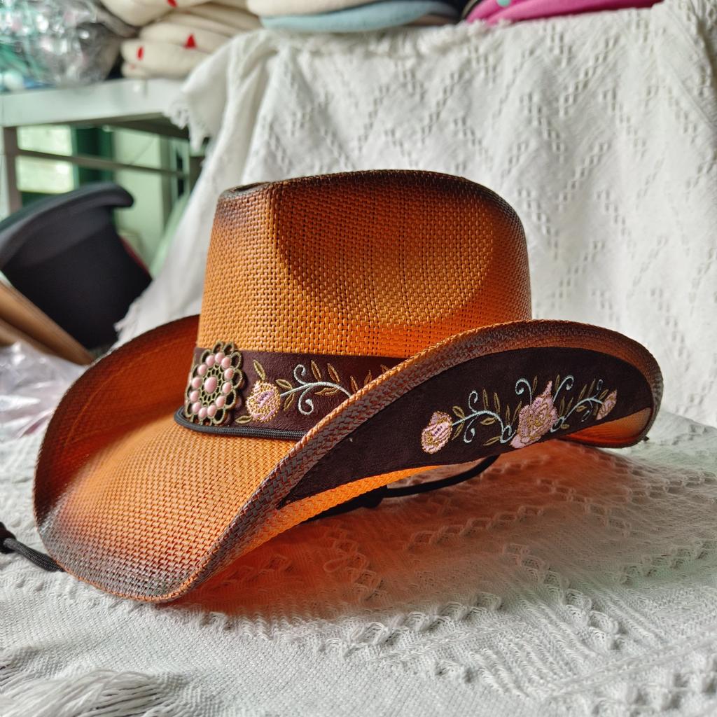 Light Color Cowgirl Hats For Women Straw Cowboy Hat Western Beach Straw Sun Hat With Shapeable Brim For Coastal Cowgirl Men Hats