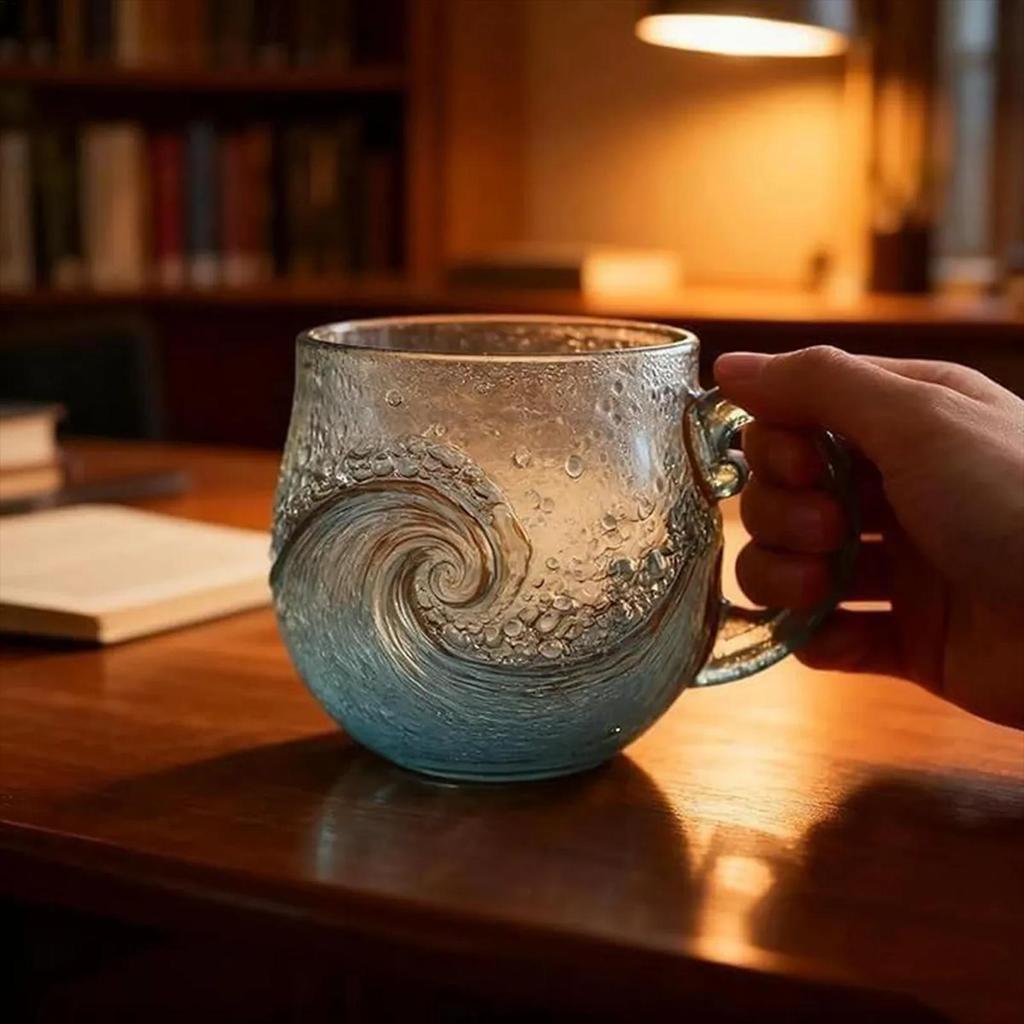 Wave Glass Beach Mug Sea Glass Wave Cup Unique Ocean Themed Coffee Cup Sea Theme Water Tea Cup Coffee Glass Mug 300ml