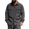 American Casual Men'S Clothing Fleece Lapel Multi-Pocket Single-Breasted Solid Color Casual Jacket Men