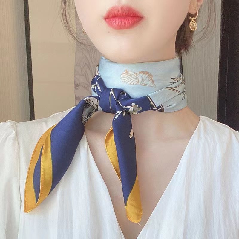 

70 шелковый шарф квадратный шарф первоклассный смысл корейской моды универсальный карьерный симулятор шелковый маленький шейный платок винтажный напечатанный шелковый шарф женский