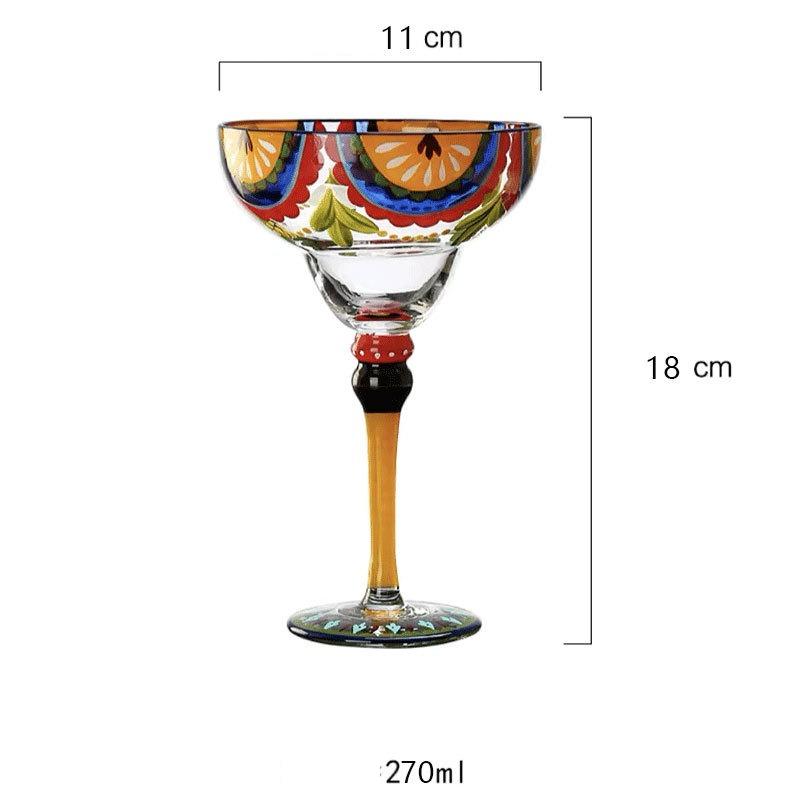 BRPainted Cocktail Crystal Glass Handmade Cocktail Cup Bar Retrostyle Margarita Cocktail Crystal Glass Home Tequila Highfoot GlassEY