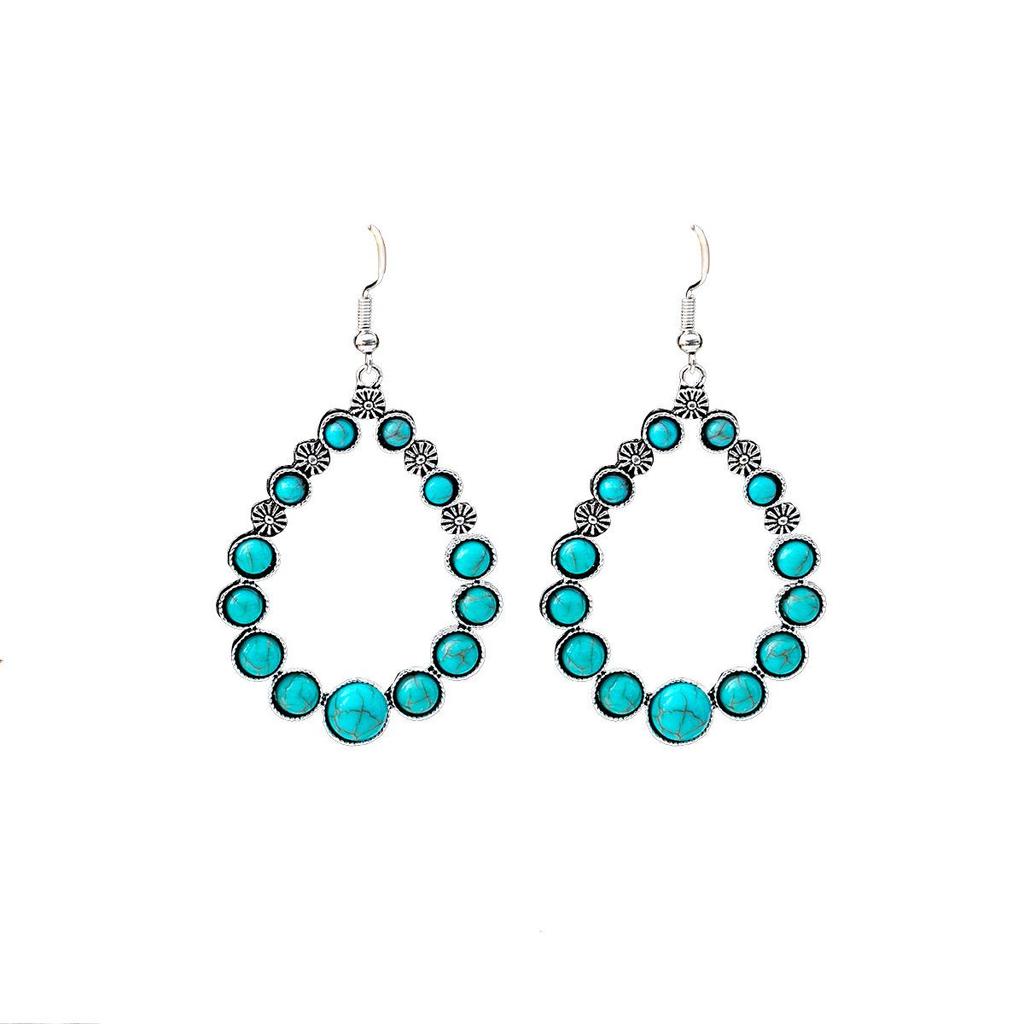 Retro Ethnic Blue Turquoise Owl & Tassel Earrings