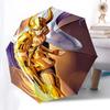 1pc Golden Saint Leo Auto-Open Umbrella, Portable 3-Fold Design with Iron Frame, Outdoor, Festival Gift for Fans, Travelers, Daily Use, Perfect Presen