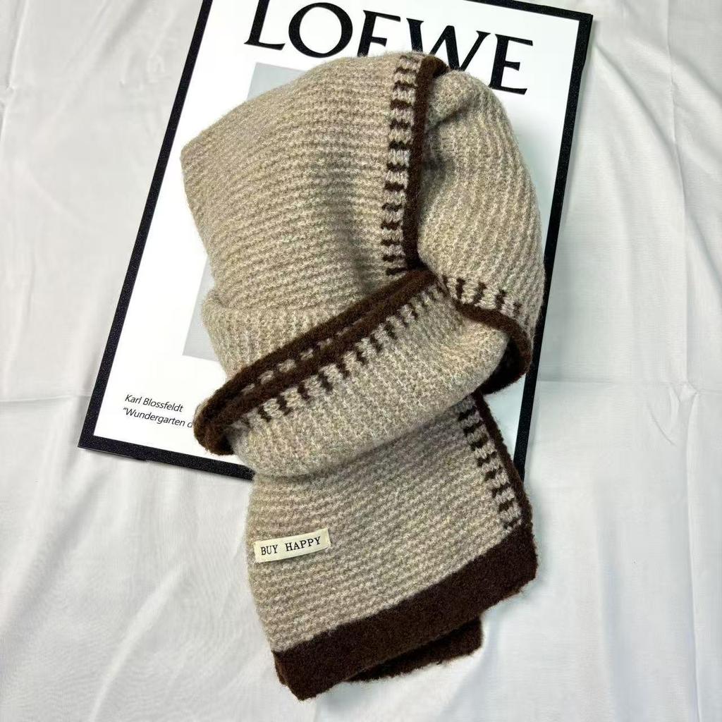 Korean Style High-End Wool-Blend Soft Knit Scarf: Warm, Versatile Autumn/Winter Snood for Women and Students