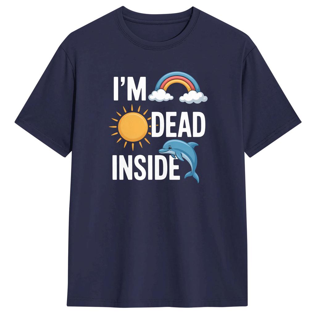IM Dead Inside Cotton TShirt For Unisex Summer Y2K Basic TShirts Crew Neck Hippie Tee Shirt Big Size Custom Logo Clothes