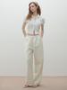 HHIPS Silk Color Block Nylon Wide Pants (Ivory)