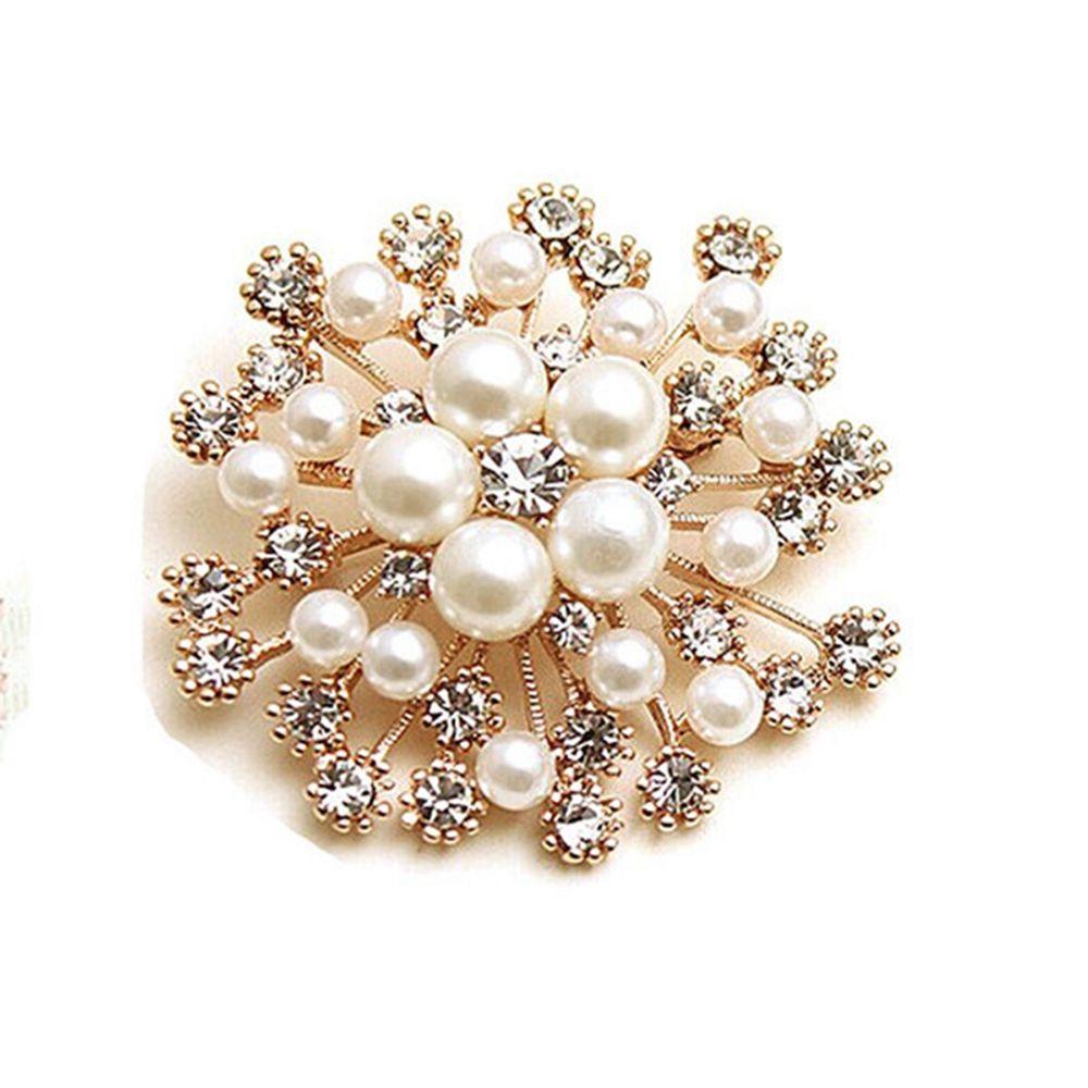 Fashion Accessories Wedding Dress Women Flower Brooches Pins Crystal Rhinestone Jewelry Pearl