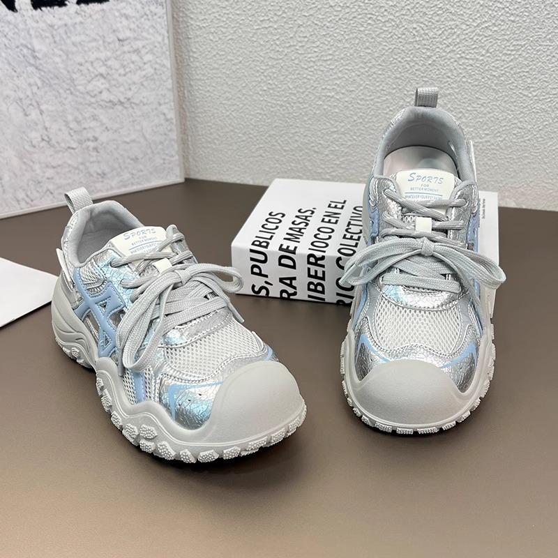 Leather Mesh Breathable Casual Sports Shoes Women's Summer New Hole Shoes Versatile Outdoor Hollow Dad Shoes