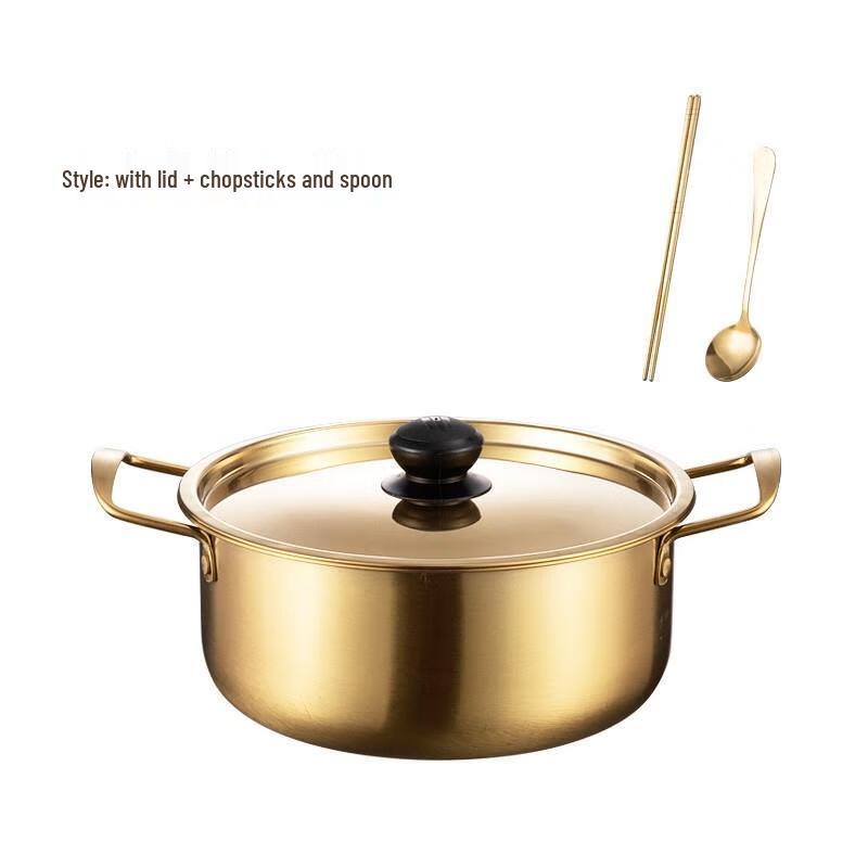 JINGRUIXIANG Gold Stainless Steel Korean Instant Noodle Pot Set