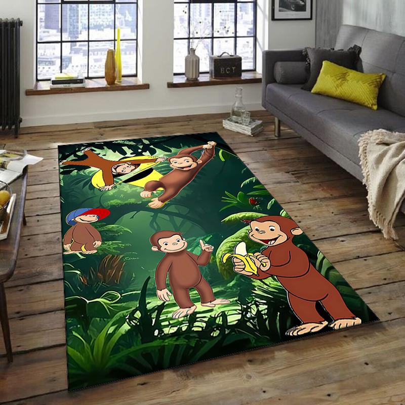 1pc Curious George Design Area Rug - Non-Slip, Soft & Cozy Floor Mat for Living Room, Bedroom, Office - Indoor/Outdoor Decorative Carpet