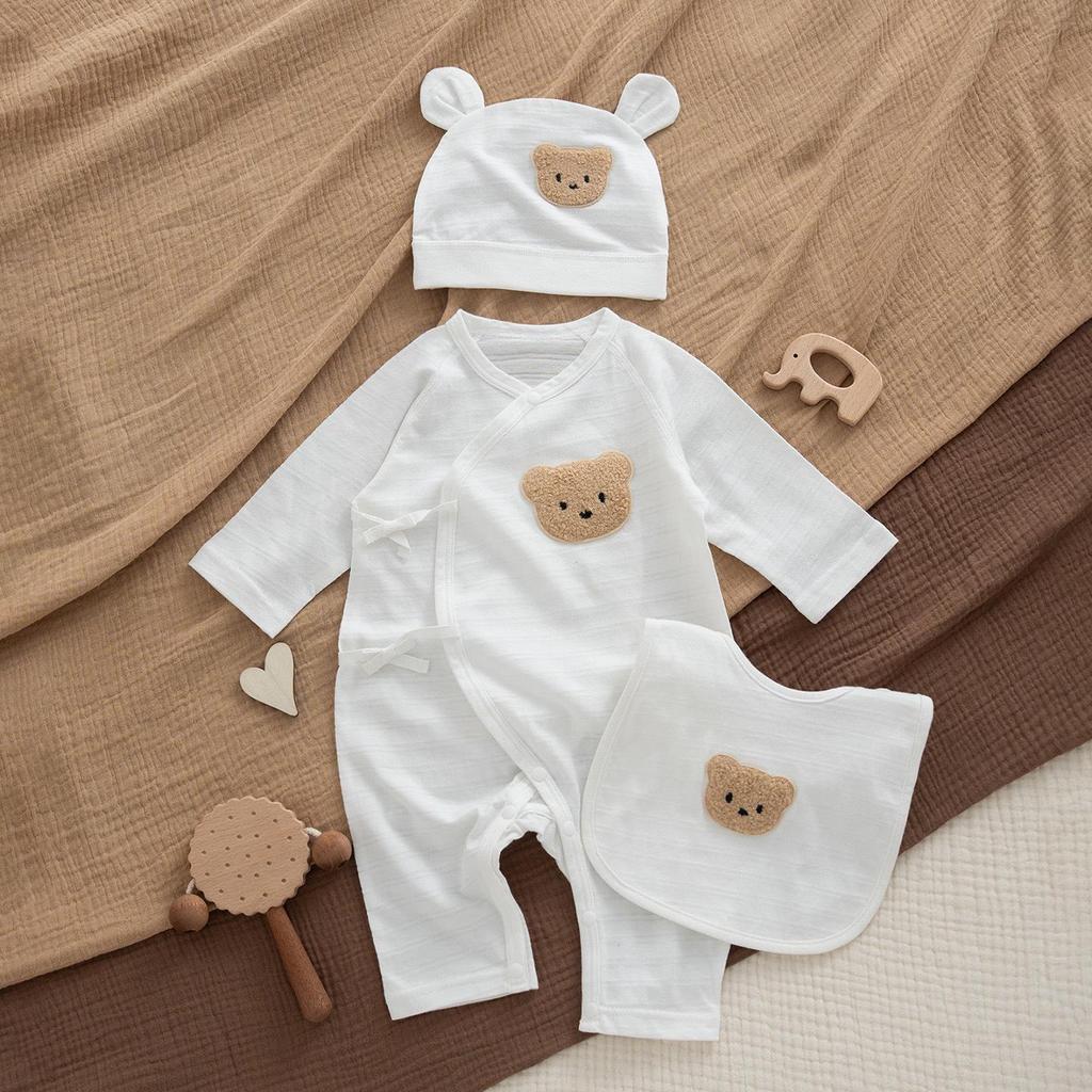 Newborn Ultra-Thin Cotton Long-Sleeve Romper with Belly Protection - Breathable, A-Class, Perfect for Summer and Air-Conditioned Spaces.
