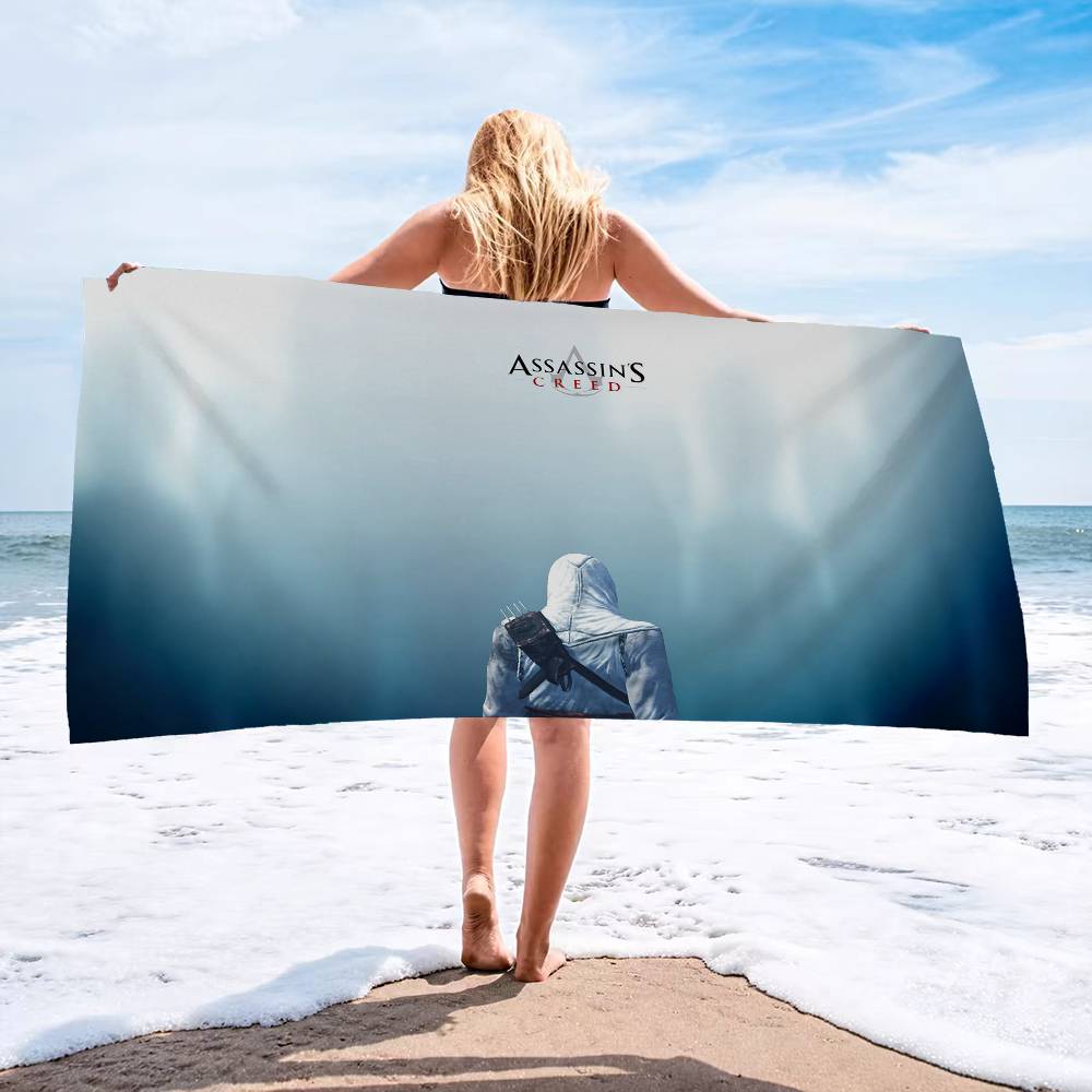 A-Assassin C-Creed Gaming Anime Strand Schwimmtuch Weiches Saugfähiges Waschlappen Kindergeschenke für Kinder Reise Camping Fitnessstudio