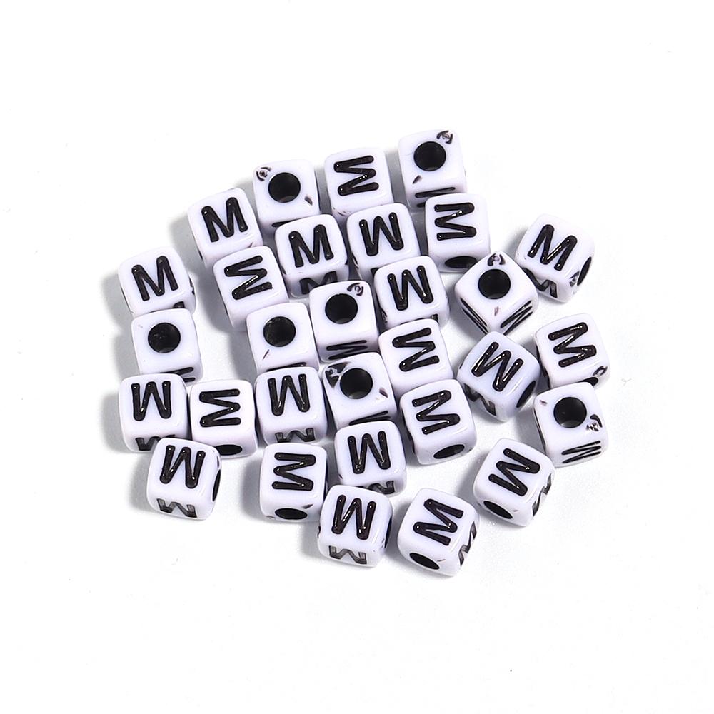 50-100Pcs White Square Acrylic Letter Beads A- Z Cube Loose Spacer Beads Alphabet Beads DIY Bracelet Jewelry Making Accessories