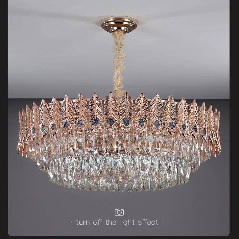 Light Luxury Style Crystal Chandelier, Post-modernist, Simple, for Living Room, Villa, European Bedroom, Restaurant, Crystal Lamps
