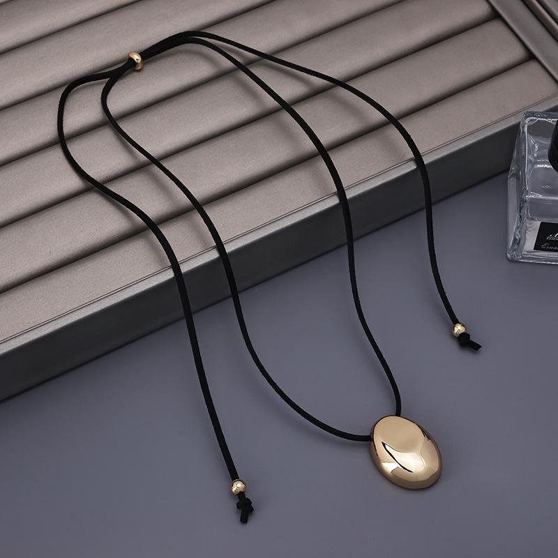 

Ожерелье с подвеской «Корейская любовь»: Черная веревочная цепочка для свитера, простая и модная золотой