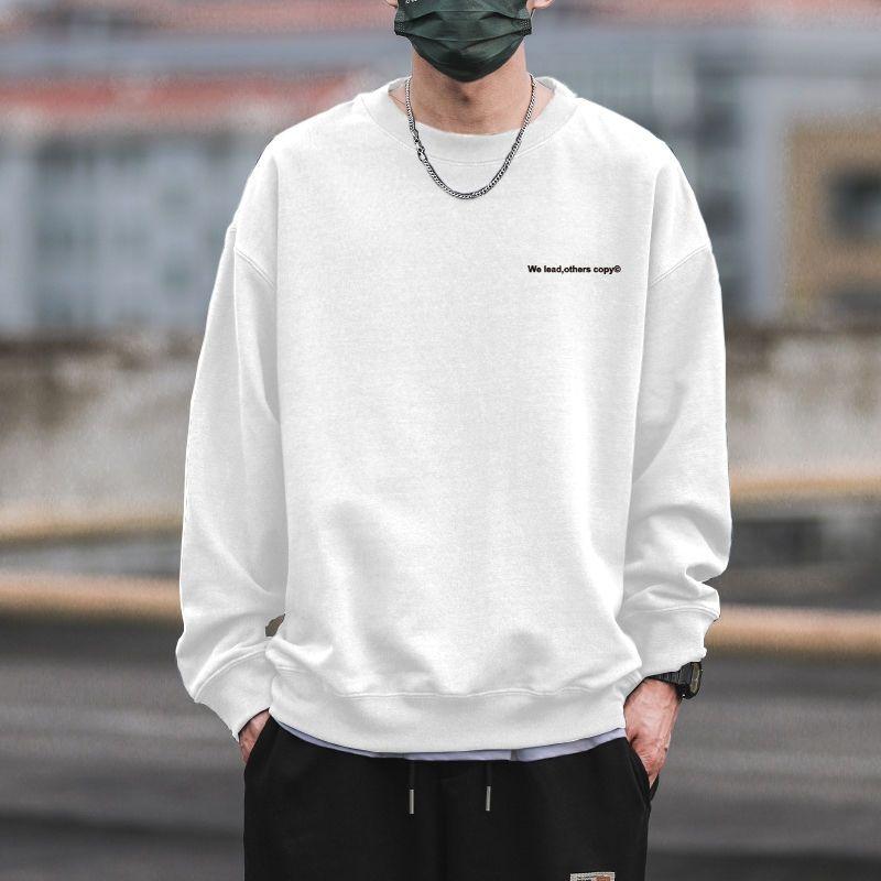 American Retro Autumn 2024 Boyfriend New Patchwork Round Neck Letter Fashion Solid Color Loose Casual Long Sleeved Sweatshirt