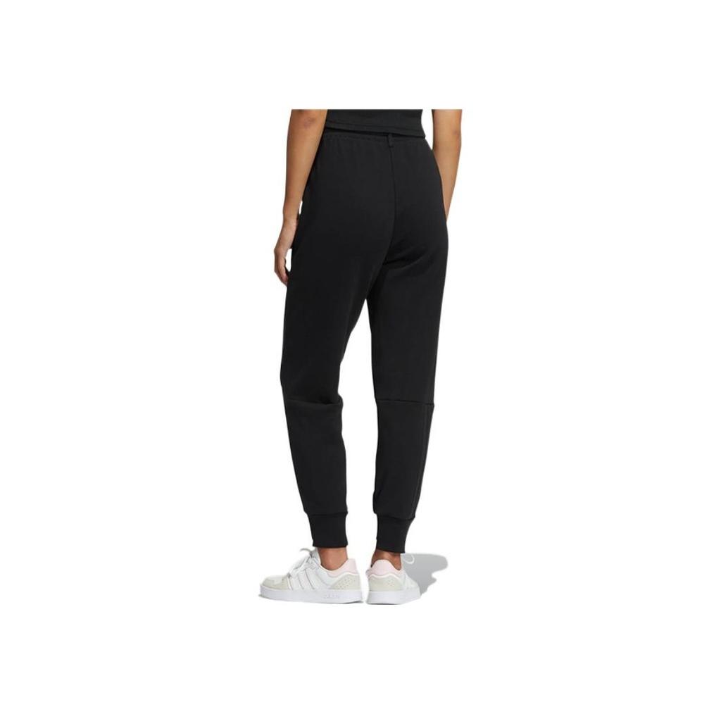 Adidas Neo Solid Color Joggers with Logo Print and Elastic Cuffs Women Bottoms Black IL4734