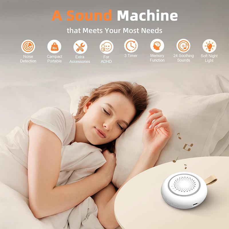 2025 Mom'S Choice Portable Sound Machine For Baby Adult, Smart Cry Detection, Bluetooth Rechargeable White Noise Machine