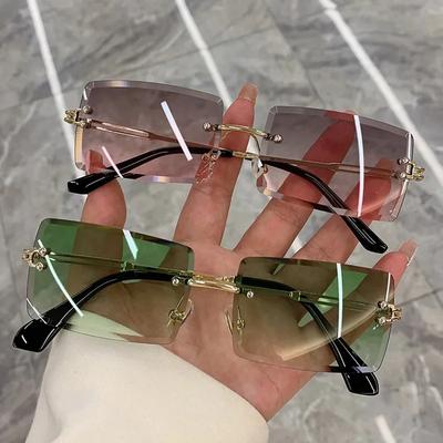 Unisex Small Rimless Sunglasses Man Woman Fashion Gradient Sun Glasses Eyewear Retro Luxury Brand Designer Traveling Shades