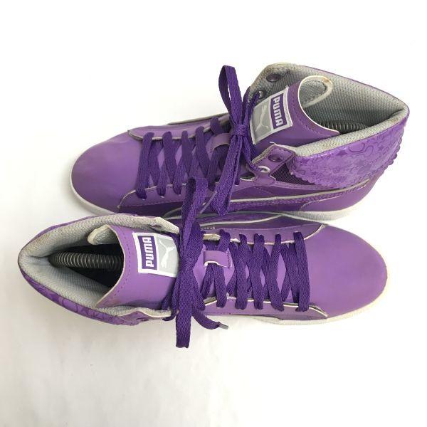 PUMA high cut sneakers 7 25 purple(USED)