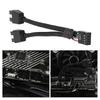 Computer Motherboard USB 2.0 9Pin to Dual 9 Pin Extension Cable Black