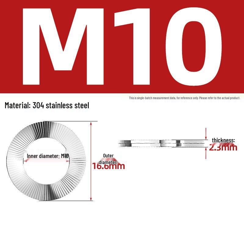 DIN25201 304 Stainless Steel Self-Locking Double Stack Washer, 65Mn Manganese Anti-Loosening, Double-Sided Tooth Layer.