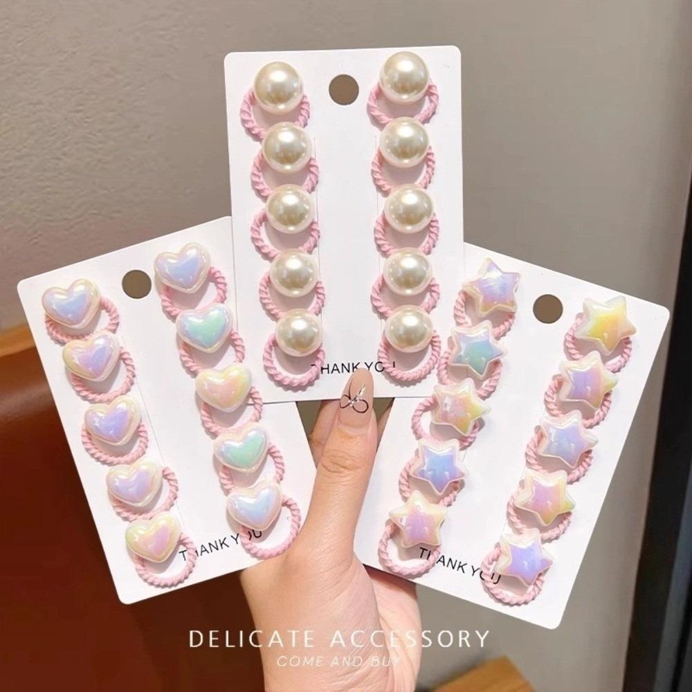 10pcs Star Heart Love Heart Star Hair Ties Headwear Kids Hair Ropes Cute Elastic Rubber Band  Baby