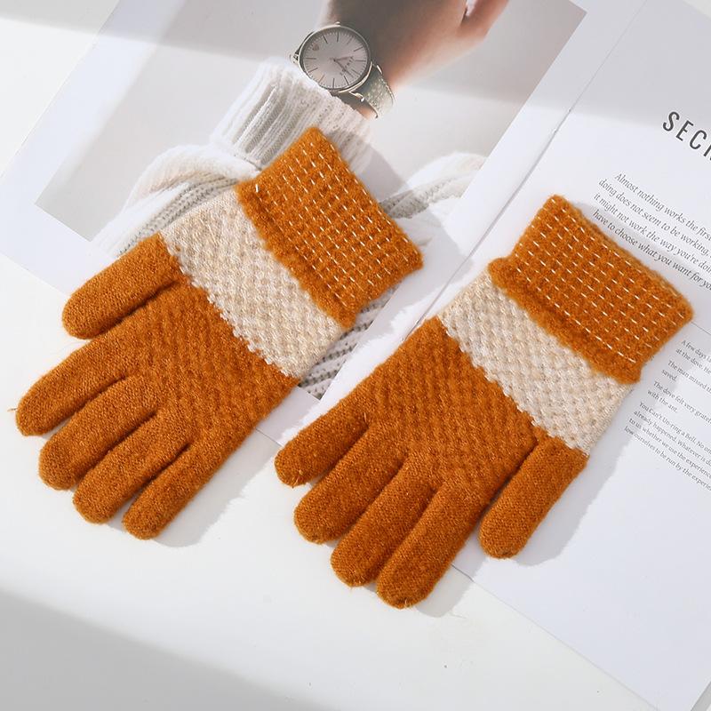 Candy Color Solid Color Warm Gloves for Women Mohair Knitted Yarn Gloves Cycling
