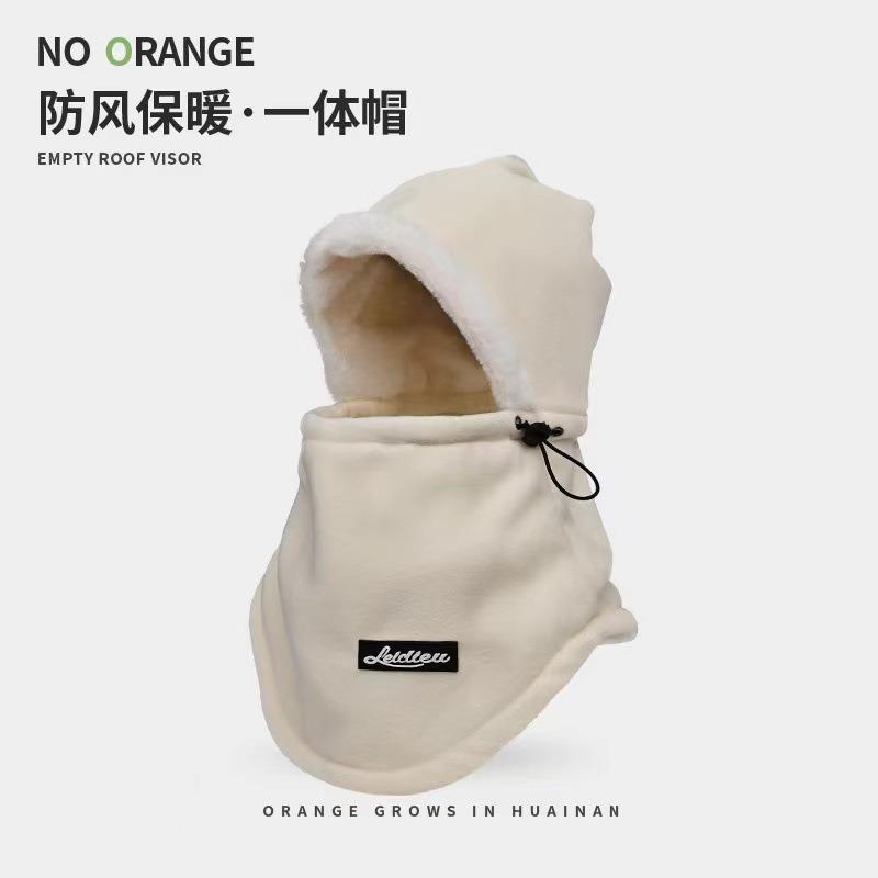 

Hat Women s Winter New Scarf Baotou Integrated Ear Protection Electric Vehicle Riding Warm Cap Windproof and Cold Riding бежевый