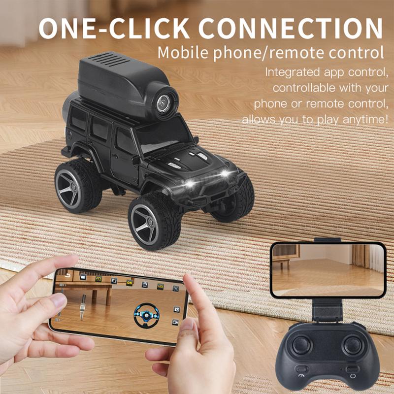 1:64 RC Crawler Car 480P Camera WiFi APP Control Gravity Sensing Cruise Control Lights Photo/Video 2.4GHz Remote Control Vehicle
