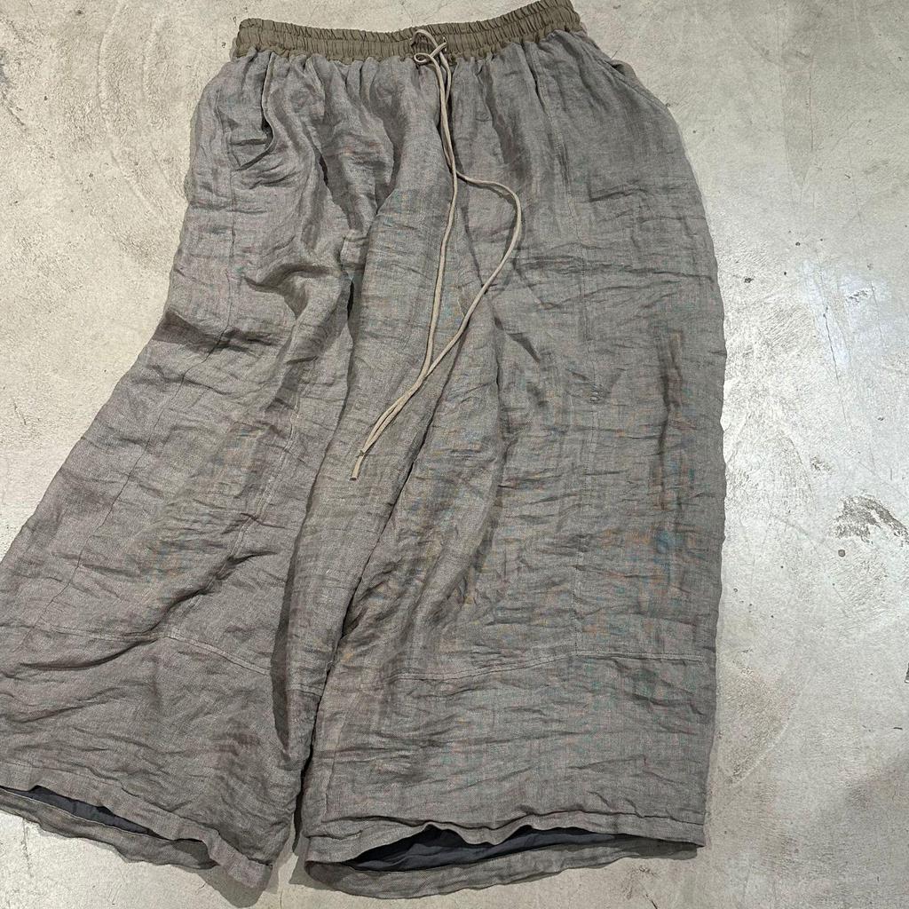SN188 Retro Color-Woven Linen Lace-Up Patchwork Pants