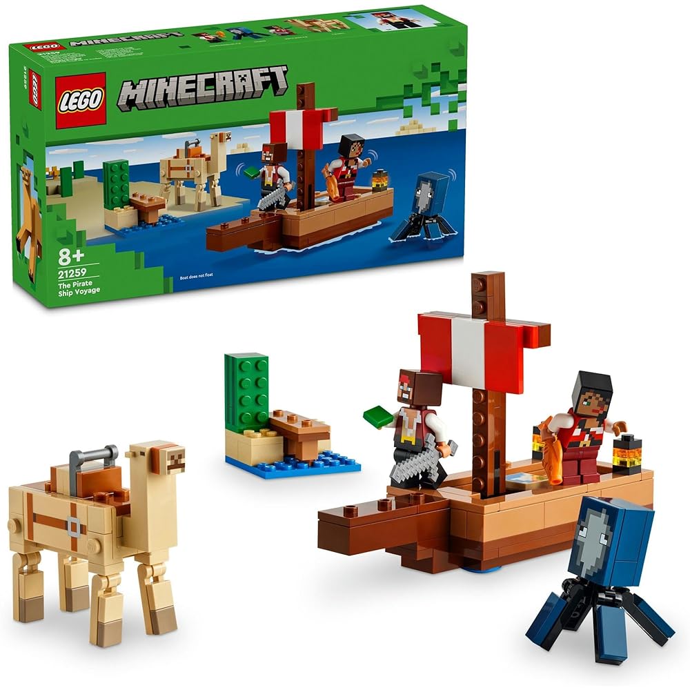 LEGO Minecraft Pirate Ship Adventure Building Set 21259 for Kids Ages 8-10