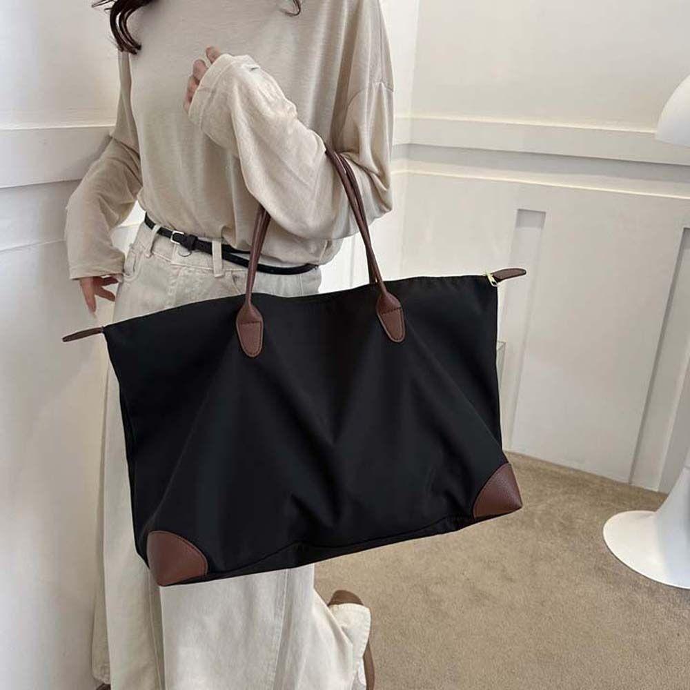 Large Capacity Nylon Shoulder Bag Solid Color Simple Underarm Bag Oxford Tote Bag  Girls/Female