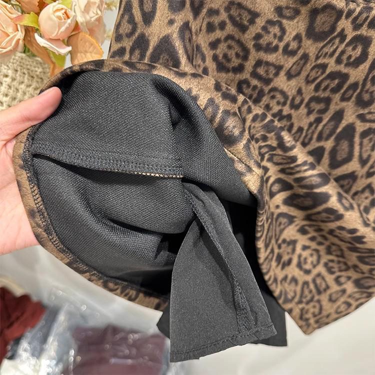 Women's Autumn Leopard Print High-Waisted Slimming Midi Skirt - Fashionable, Versatile, and Youthful