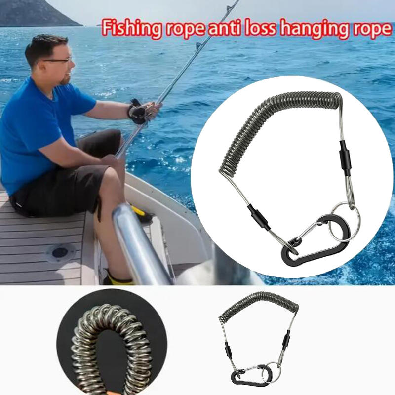 Fishing Missed Rope Anti-lost Spiral Spring Lure Pliers Lanyard Wire Spring Rope Prevent Rod Drop Lose Tool Durable Lanyard