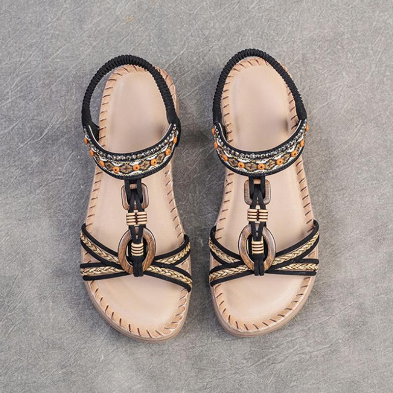 Johnature Bohémské univerzální sandály sváteční móda Pohodlné dámské plážové boty s měkkou podrážkou