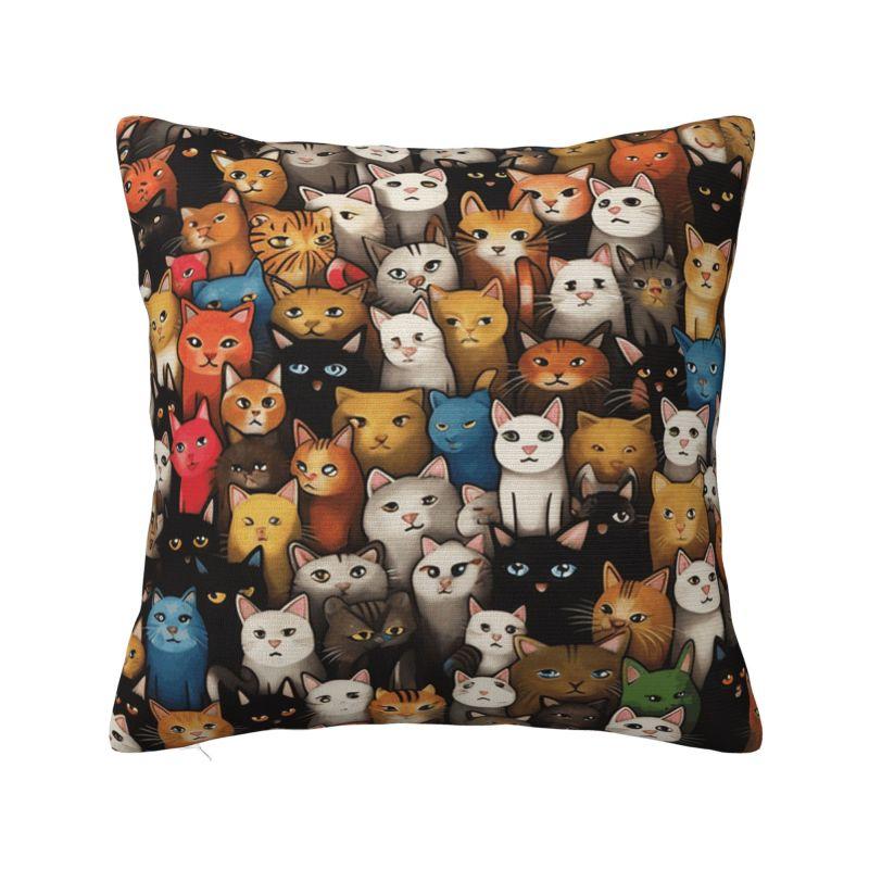 Colorful Cartoon Kitten Cat Throw Pillow Case Home Decorative Luxury Cushions Cover For Sofa Car Square Polyester Pillowcase