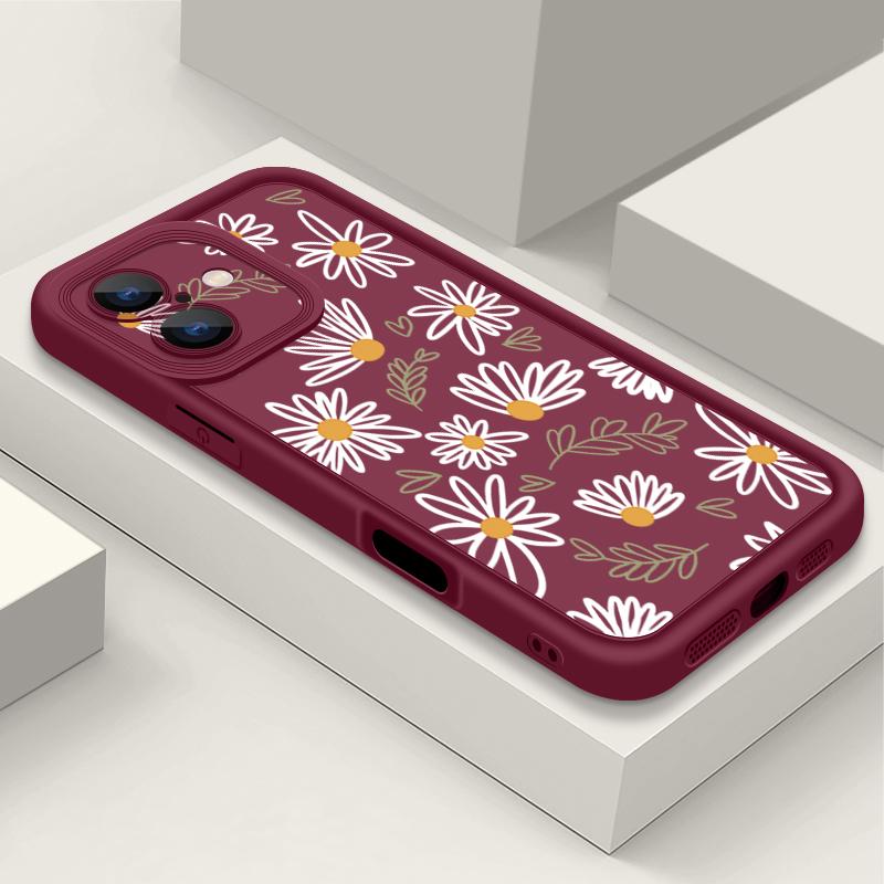 Soft TPU Case For iPhone 16e 16 17 Pro Max 15 14 Plus 13 12 Pro Max 11 17 Air Cartoon White Flower Printing Silicone Phone Cover