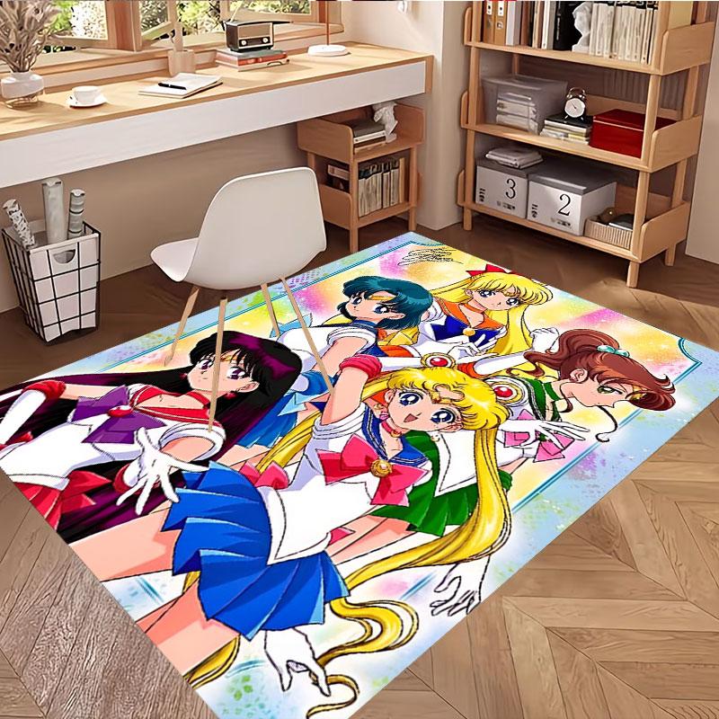Sailor Moon Print Rug, Washable Floor Carpet, For Entryway Dorm Laundry Room Office Study, Home Decor Birthday Christmas Gift