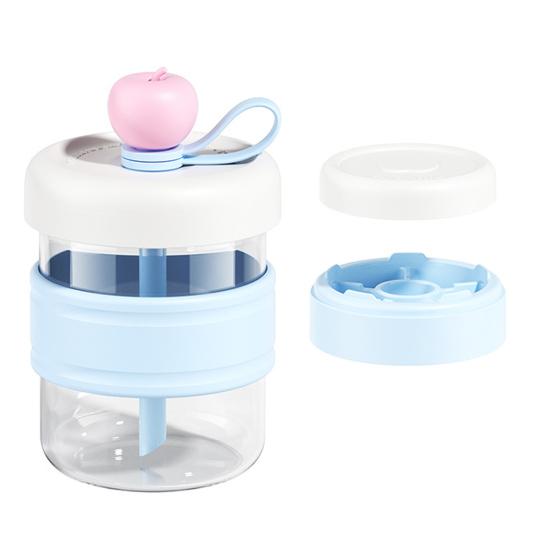 

Стеклянная бутылка для воды с соломинкой, фруктовый инфузор, герметичная, 500 мл, тамблер для питья белый/синий