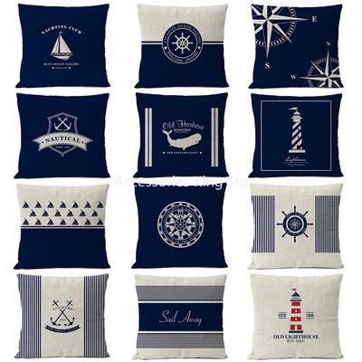 45*45cm Husa de Pernă Imprimată Husa de Pernă cu Scoici și Pești Nautici Pernă Decorativă pentru Casă Mediteraneană pentru Decor Acasă Husa de Pernă