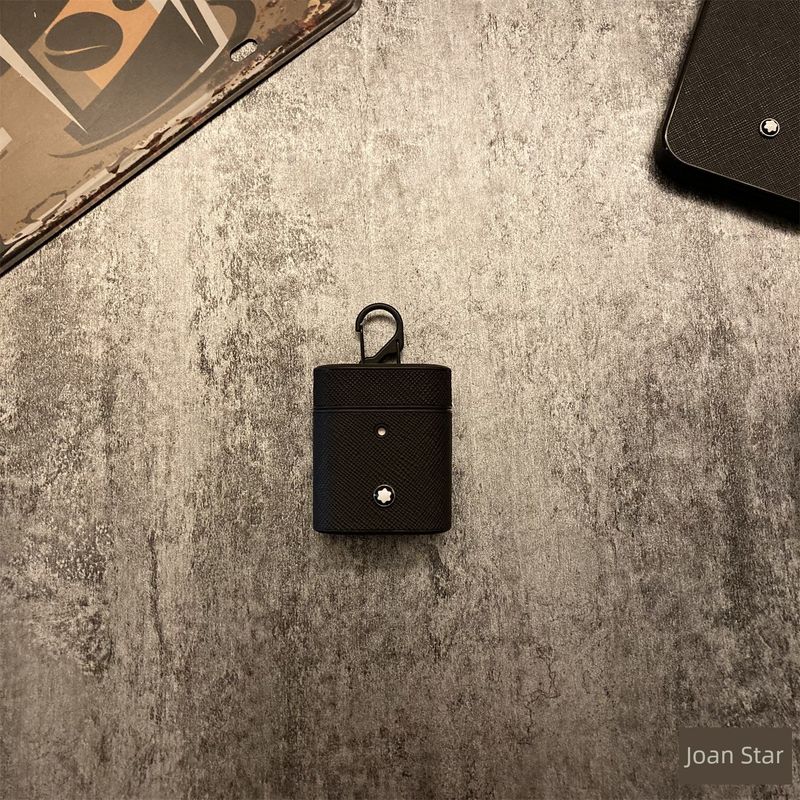 

123 Generation Bluetooth Leather Hard Case Niche Style Classy Pro2 Upscale Retro Black Hexagonal Star Earphone Case Men and Women Couple Shell Fashion Airpods 1/2 Generation