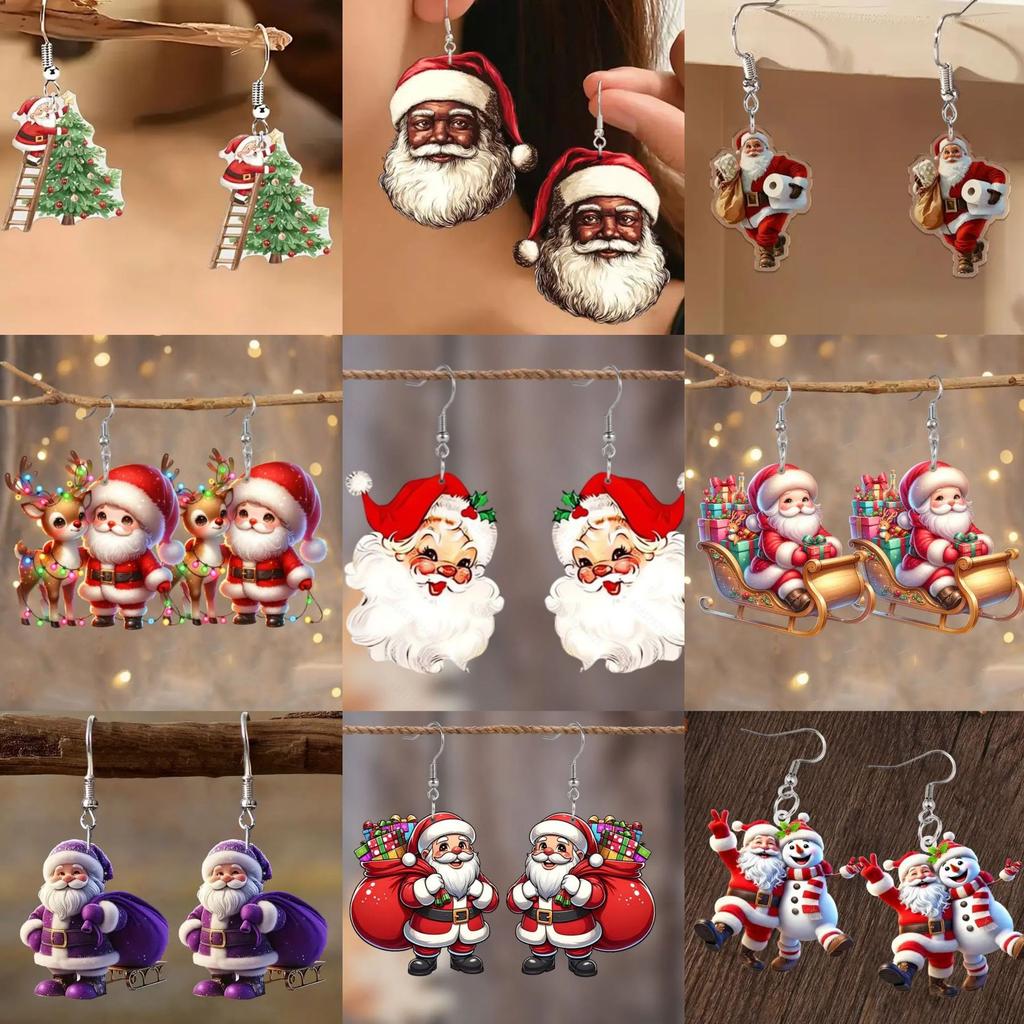 Cross-border Hot Sale Santa Series Earrings Fun Christmas Day Atmosphere Cartoon Santa Earrings