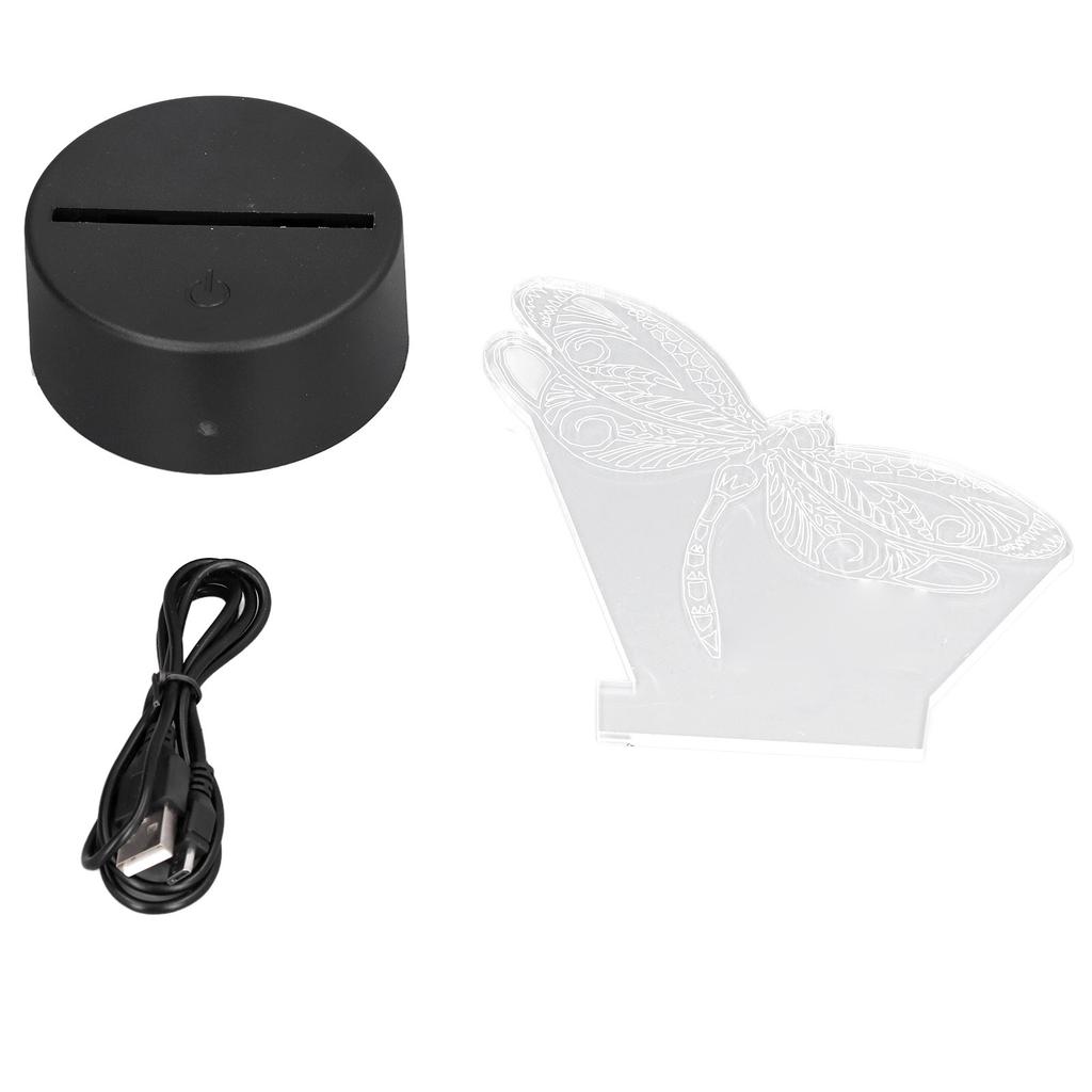 Dragonfly Pattern 3D Light 7 Color Changing LED Night Light USB Battery Powered 3D Decorative Lamp