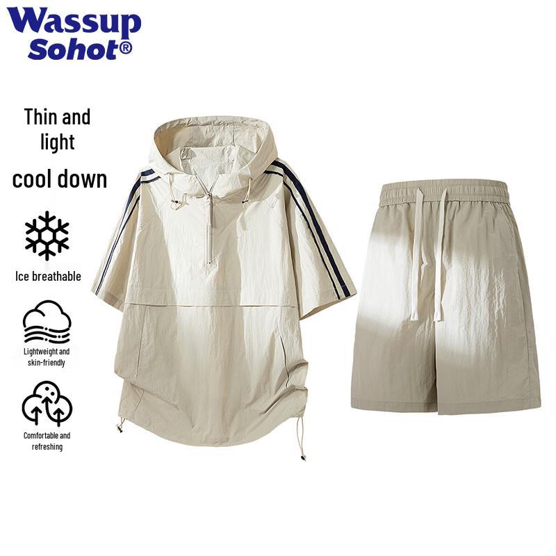 Wassup Sohot Men s Ice Silk Quick-Dry Sportswear Set L