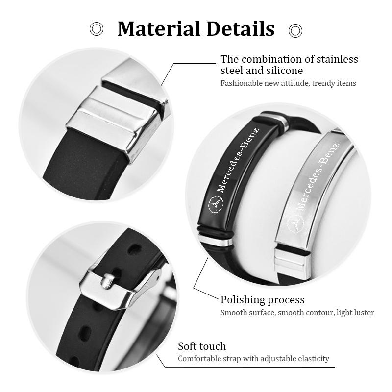 Car Logo Silicone Rubber Wristband Fashion Personalization Decoration Accessories For Benz AMG W213 W124 W108 W126 Exclusive