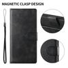 For iPhone 17 Pro Max Case Stand Wallet Calf Texture PU Leather Flip Phone Cover with Wrist Strap