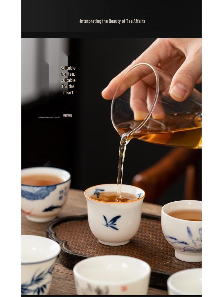 Hand-Painted White Porcelain Tea Cup, Personal Kung Fu Tea Set Bowl